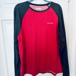 Columbia Red and Gray Raglan Long Sleeve Shirt
